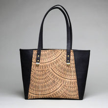 Load image into Gallery viewer, Cork Tote Black with Triangle Print
